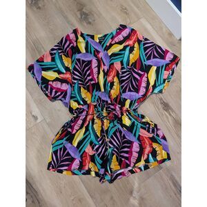 City Chic Playsuit Magic Palm Tropical Romper Women's Plus 18 18W 1XL Pockets